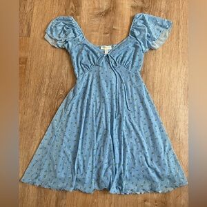 See You Monday Light Blue Floral Mini Dress